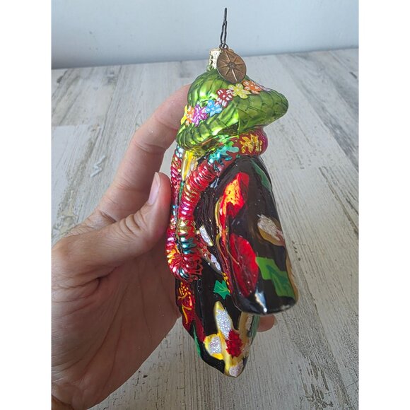 Vintage radko Tahitian tux lei Hawaiian shirt RARE flower ornament glass Xmas tr - Picture 3 of 10